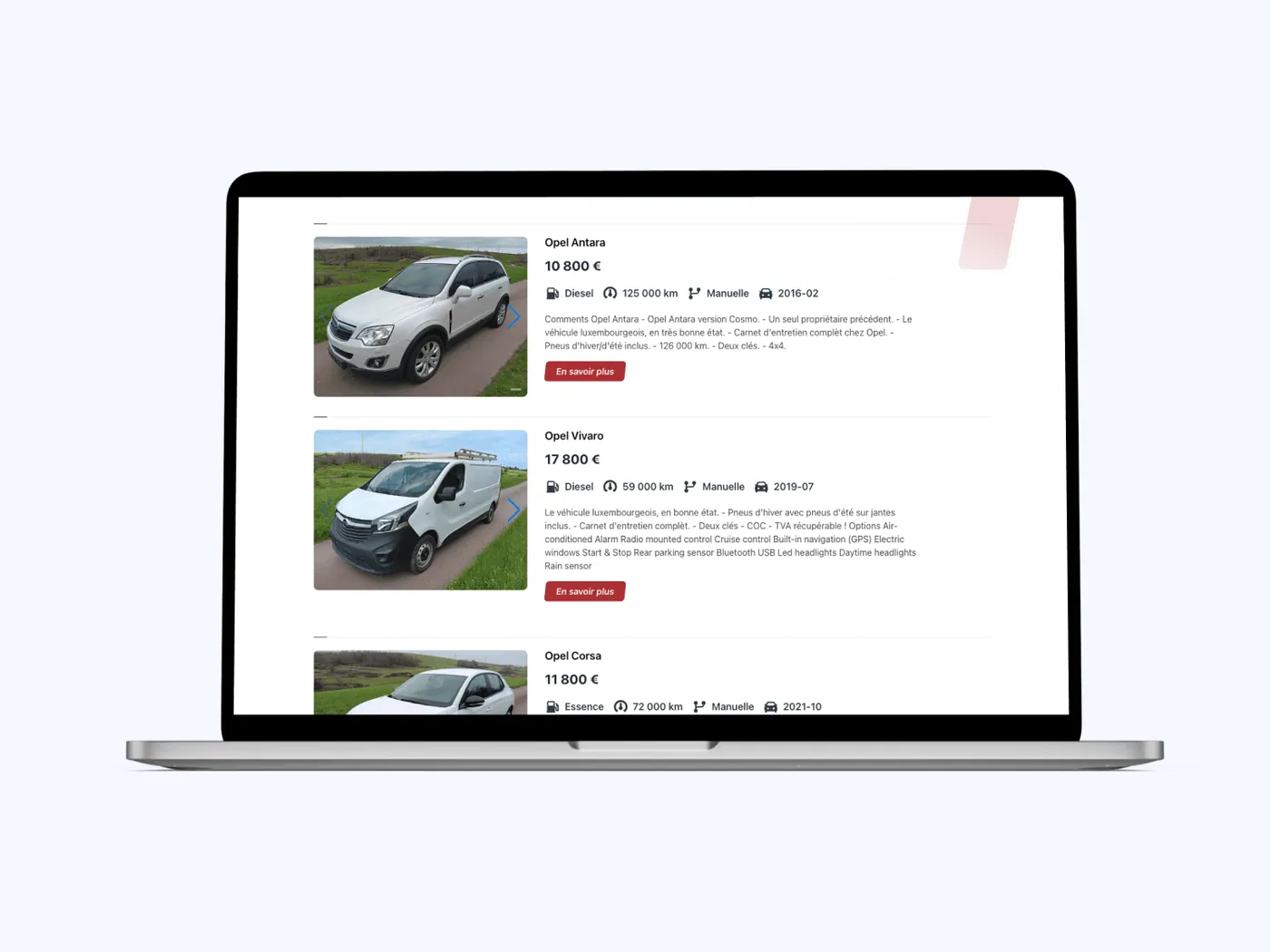 Extra Sàrl website screen 1