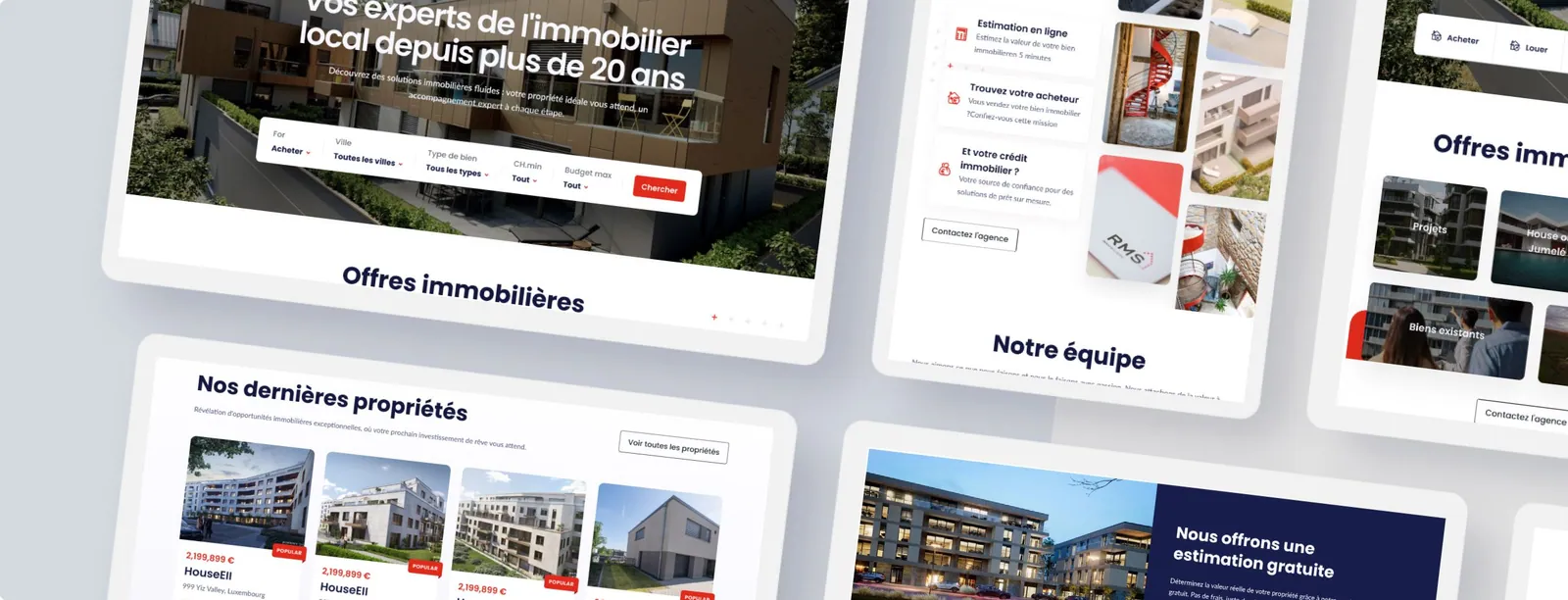 Page d'accueil de RMS immo