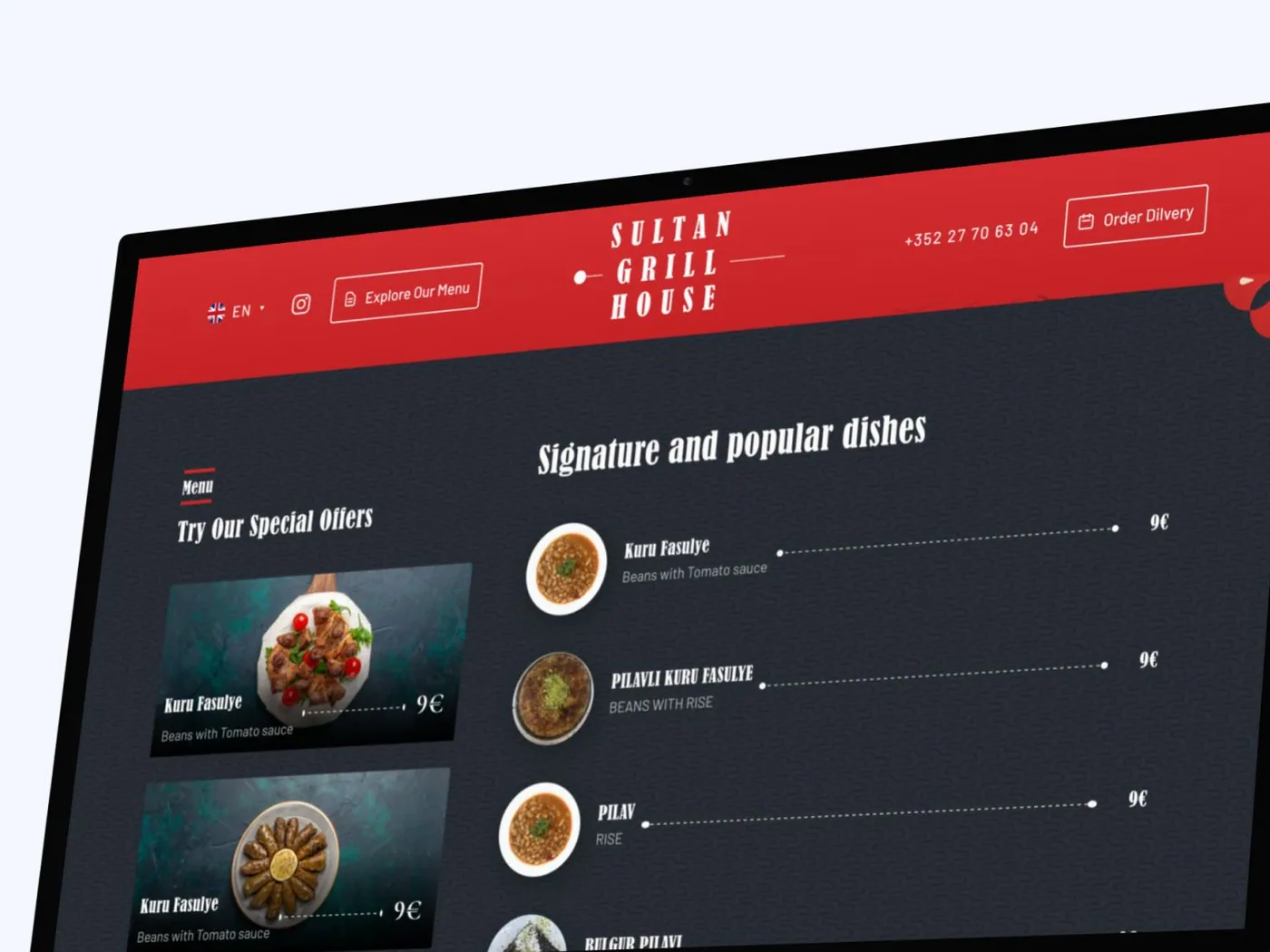 Aperçu 2 du site Site web Sultan Grill House