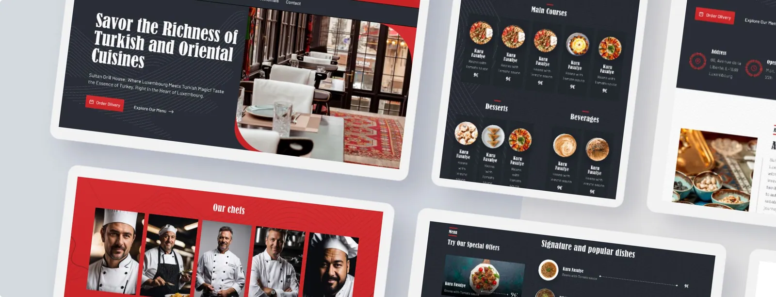 Page d'accueil de Site web Sultan Grill House